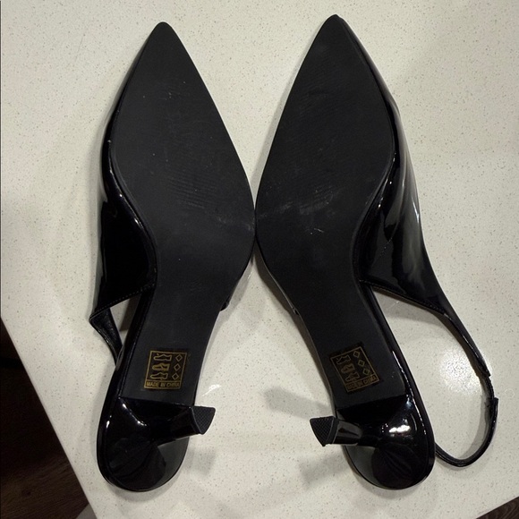 Meshki Black Patent Pointed Toe Slingback Flats - Picture 2 of 3